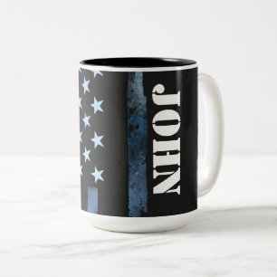 Taza Bicolor NOMBRE delgado de la línea azul Mug