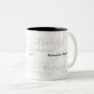 Taza Bicolor nombre e iniciales tipografía estilo moderno b/w