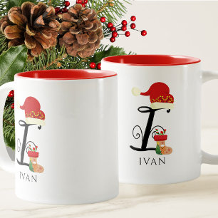 Taza Bicolor Nombre elegante guión moderno Todos los Navidades 