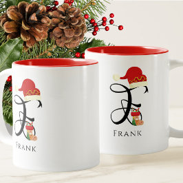 Taza Bicolor Nombre Elegante Inicial Letra F Moderna Fiesta