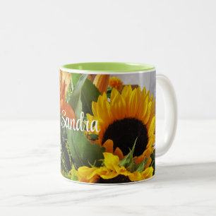 Taza Bicolor Nombre en girasoles grandes 11oz