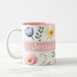 Taza Bicolor Nombre floral personalizado