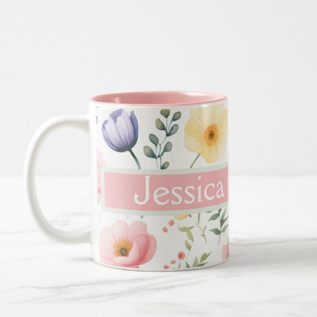 Taza Bicolor Nombre floral personalizado (Izquierda)