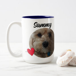 Taza Bicolor Nombre/foto de cita de perro divertido personaliza