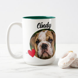 Taza Bicolor Nombre/foto de cita de perro divertido personaliza