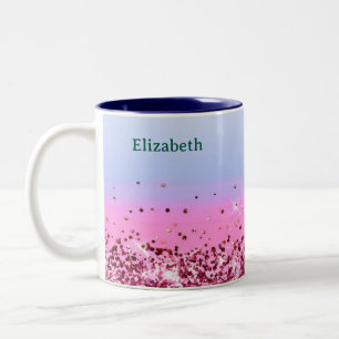 Taza Bicolor Nombre Glam Chic Brillante Púrpura Amatista