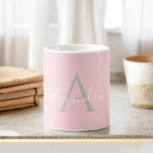 Taza Bicolor Nombre inicial monograma elegante escritura blanca