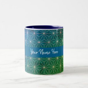 Taza Bicolor Nombre personalizado Azul láser verde negro