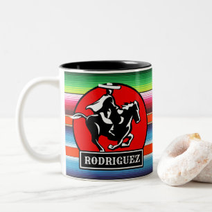 Taza Bicolor NOMBRE Personalizado Carro Caballo Serape Español 