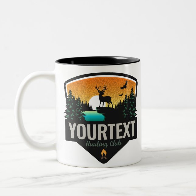 Taza Bicolor NOMBRE Personalizado Caza de alce Atardecer salvaj (Izquierda)