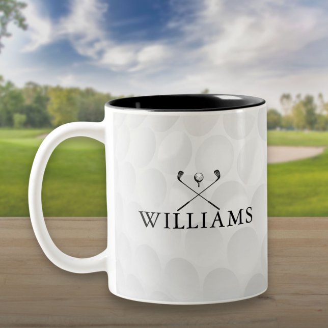 Taza Bicolor Nombre Personalizado Clubes De Golf Y Bola (Personalized Name Golf Clubs And Ball Two-Tone Coffee Mug)