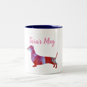 Taza Bicolor Nombre personalizado color de agua rosado