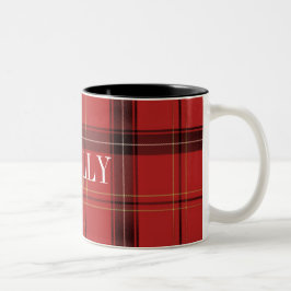 Taza Bicolor Nombre Personalizado Cómodo Red Plaid/Tartan Holid
