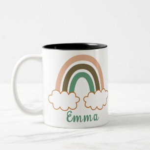 Taza Bicolor Nombre personalizado con el lujoso arcoiris boho