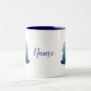 Taza Bicolor Nombre personalizado de arte acuático de Capricorn
