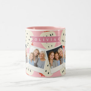 Taza Bicolor Nombre Personalizado de Fresa Rosa Lindo para Chic
