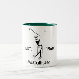 Taza Bicolor Nombre personalizado de golfista y año 