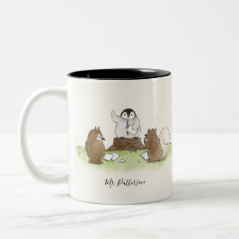 Taza Bicolor Nombre personalizado de la escuela de docentes Woo