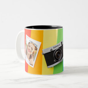 Taza Bicolor Nombre personalizado de la foto lesbiana gay del O