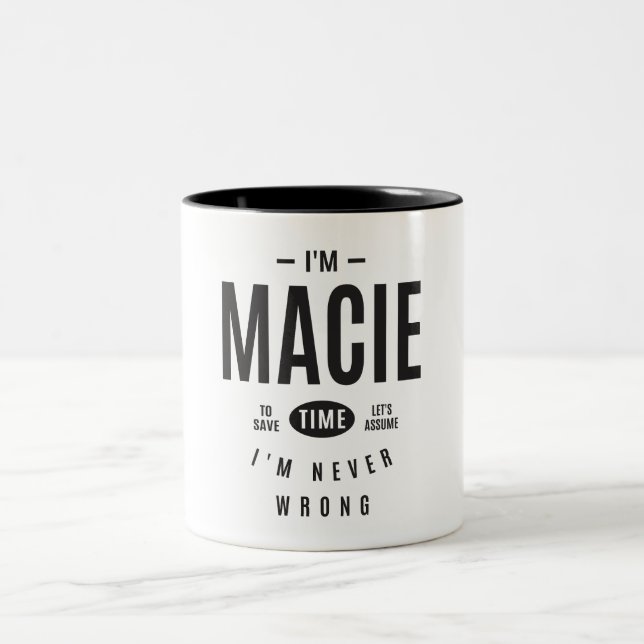 Taza Bicolor Nombre personalizado de Macie (Centro)