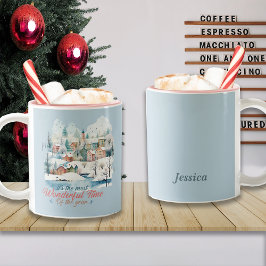 Taza Bicolor Nombre personalizado de Navidades de vacaciones de