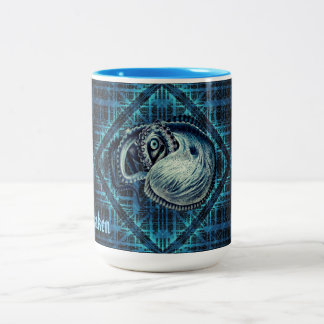 Taza Bicolor Nombre personalizado de pulpo calamar nautilo argo