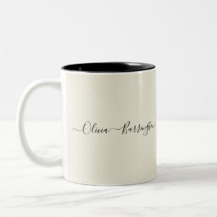 Taza Bicolor Nombre personalizado de secuencia de comandos blan