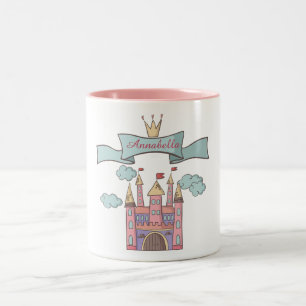 Taza Bicolor Nombre personalizado del castillo de princesas de 