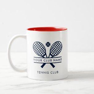 Taza Bicolor Nombre personalizado del club de tenis sobre céspe
