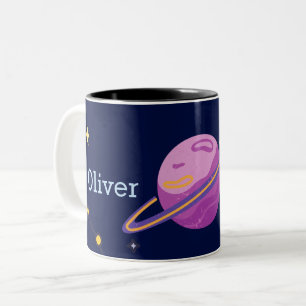Taza Bicolor Nombre Personalizado del Espacio Exterior del Sist
