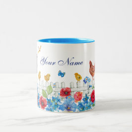 Taza Bicolor Nombre personalizado del huerto de polluelos color