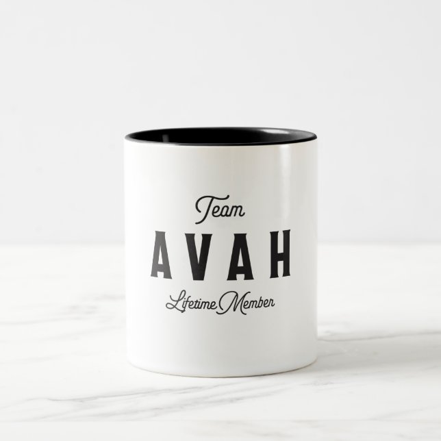 Taza Bicolor Nombre personalizado del miembro de Avah Lifetime  (Centro)