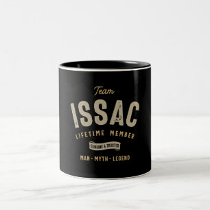 Taza Bicolor Nombre personalizado del miembro de Issac del equi