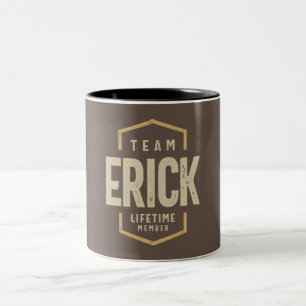 Taza Bicolor Nombre personalizado del miembro del equipo Erick 