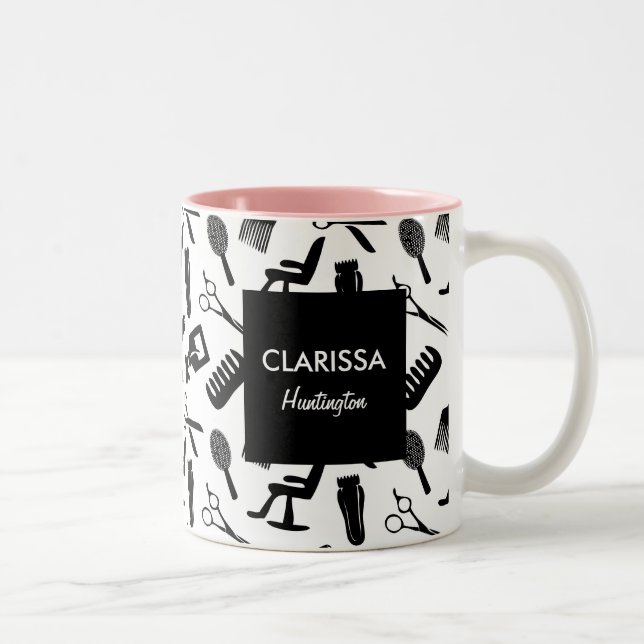 Taza Bicolor Nombre personalizado del patrón de estilo del pelo (Derecha)
