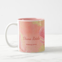 Taza Bicolor Nombre personalizado del purpurina oro rosa