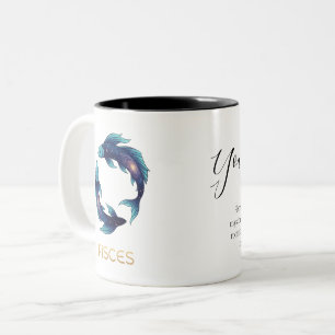 Taza Bicolor "Nombre personalizado del signo zodiacal Piscis y