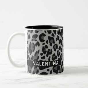 Taza Bicolor Nombre personalizado Diseño de impresión Leopardo