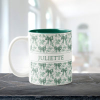 Nombre personalizado Elegante Vintage Floral Green
