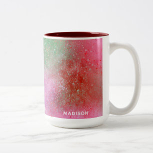 Taza Bicolor Nombre personalizado Explosión de color Café Mug