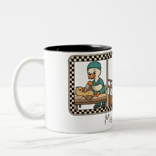 Taza Bicolor Nombre personalizado Fisioterapeuta Ganso Retro Di