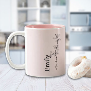 Taza Bicolor Nombre personalizado Flor de cerezo en marzo Flor 