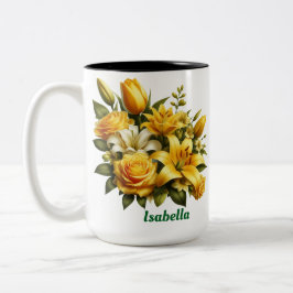 Taza Bicolor Nombre personalizado floral Dos-Tone café Mug, 15