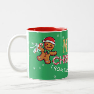 Taza Bicolor Nombre personalizado Gingerbread Man Feliz Navidad