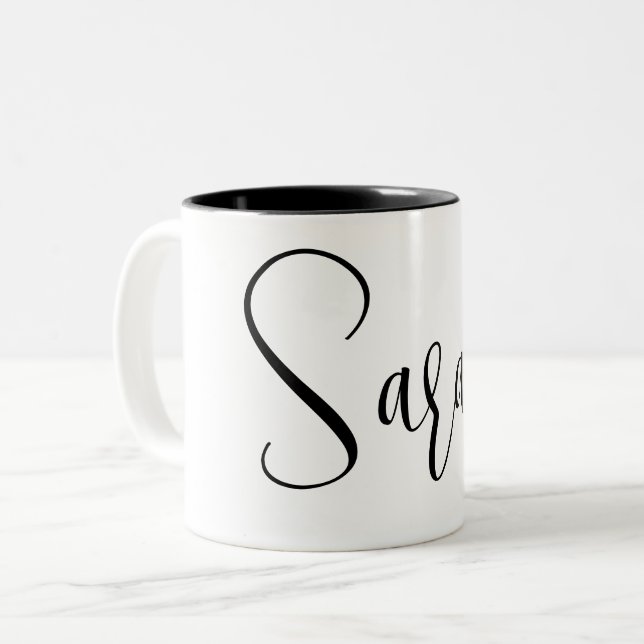 Taza Bicolor NOMBRE PERSONALIZADO - Guión de moda personalizado (Anverso izquierdo)