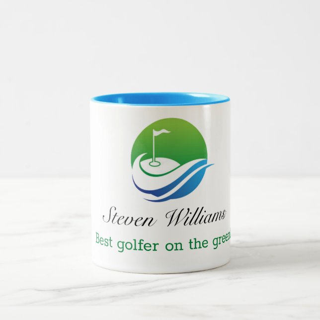 Taza Bicolor Nombre personalizado Mejor Café Golfer Mug (Centro)