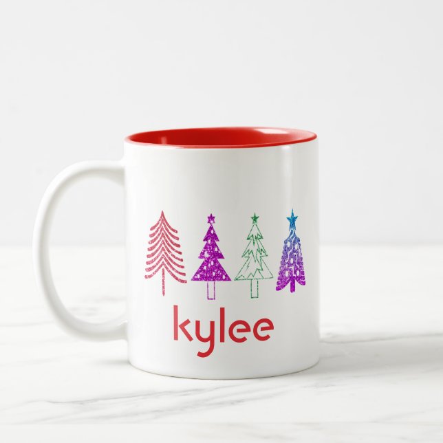 Taza Bicolor Nombre personalizado Navidades personalizados Mug  (Izquierda)