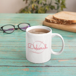 Taza Bicolor Nombre personalizado ~ rosa monograma