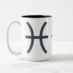 Taza Bicolor Nombre personalizado / Rótulo de texto Zodiaco Pis