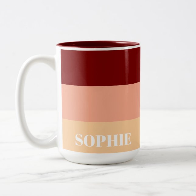 Taza Bicolor Nombre Personalizado Simple Té Mínimo Moderno (Izquierda)